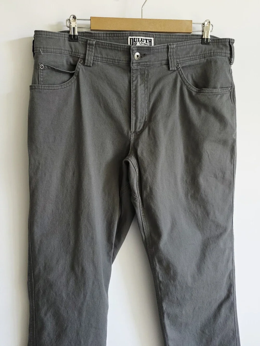 Duluth Flex Fire Hose Slim Fit Gray Men's Denim Pant Size 38X32